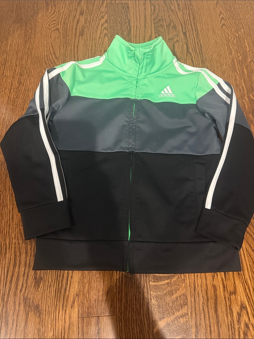 Adidas Kids Green/Gray/Black Zip Up